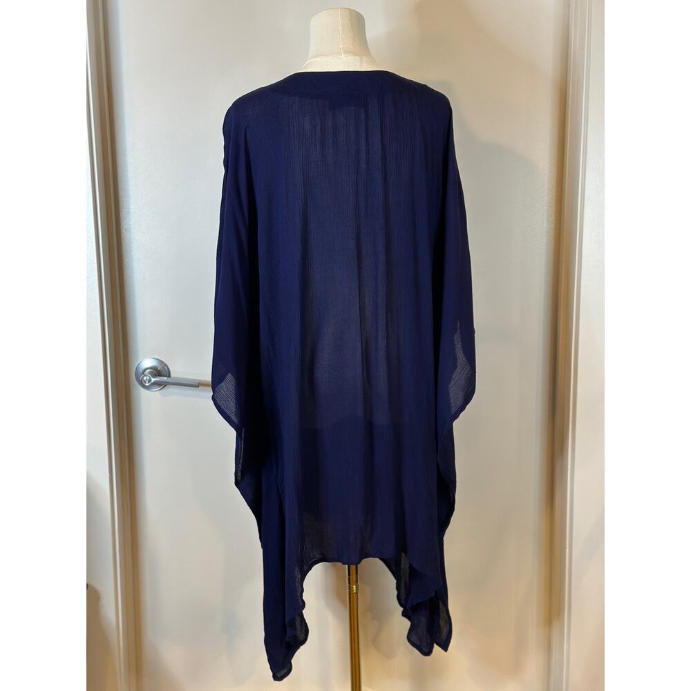 La Blanca Women’s Medium Navy Blue Capri Lace-up Swimwear Caftan Dress Cover-Up - Picture 4 of 6